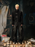 Stand Collar Toggle Buckle Zipper Jacket 5