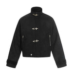 6031852357260,6031852357261,6031852357262,6031852357263, Stand Collar Toggle Buckle Zipper Jacket