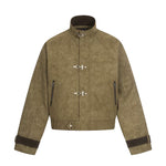 6031852357264,6031852357265,6031852357266,6031852357267, Stand Collar Toggle Buckle Zipper Jacket