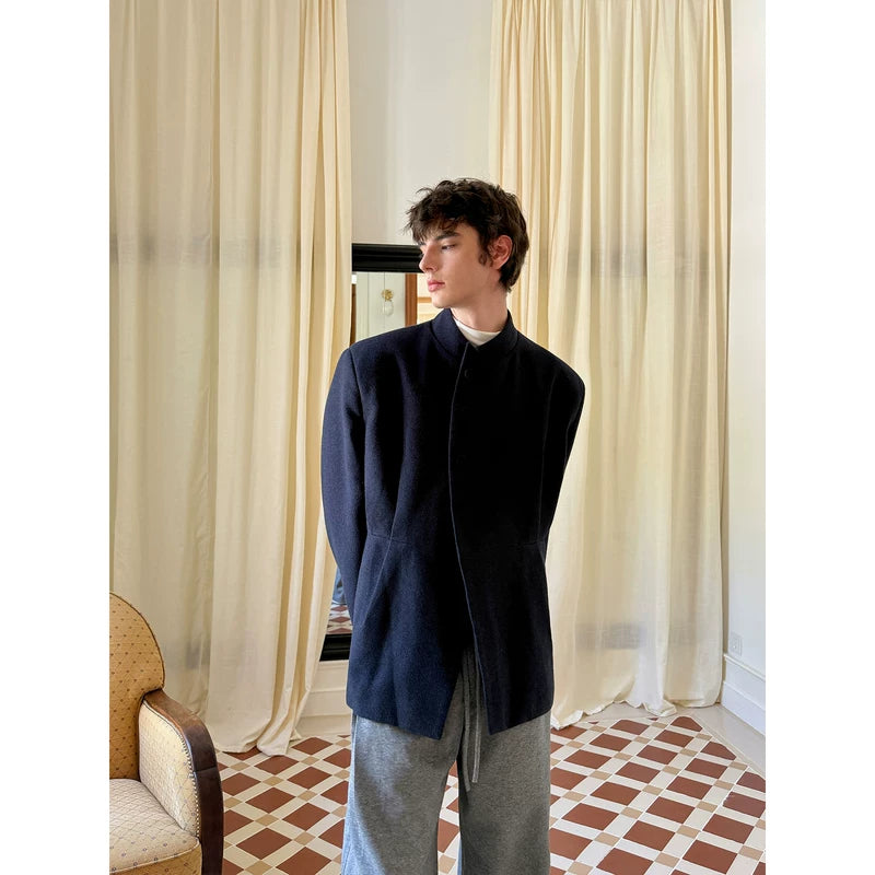 Stand Collar Waist-Cinching Suit Jacket 5