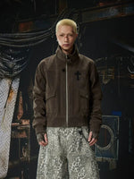 Stand Collar Zip Front Workwear Jacket 1