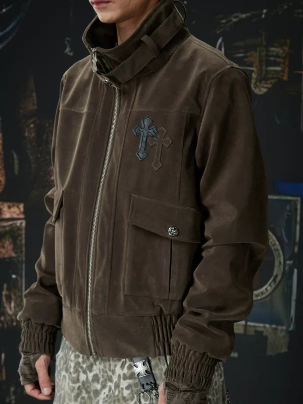 Stand Collar Zip Front Workwear Jacket 2
