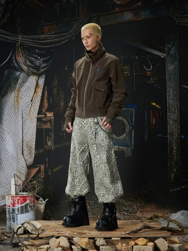 Stand Collar Zip Front Workwear Jacket 4