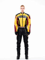 Stand-Up Collar Embroidered Motorcycle Leather Jacket 4