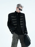 Stand-Up Collar Padded Shoulder Jacket 3