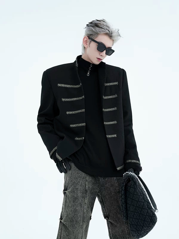 Stand-Up Collar Padded Shoulder Jacket 3
