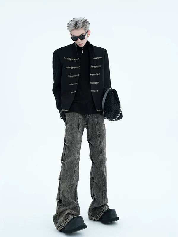 Stand-Up Collar Padded Shoulder Jacket 5