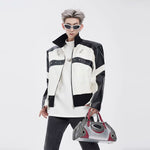 5101401113822,5101401113823,5101401113824, Stand-Up Collar Padded Shoulder Leather Jacket
