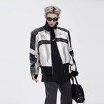 5101401113825,5101401113826,5101401113827, Stand-Up Collar Padded Shoulder Leather Jacket