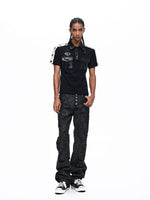 Star Patchwork Leather Trim Polo Shirt 4