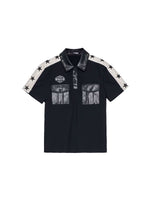 Star Patchwork Leather Trim Polo Shirt 5
