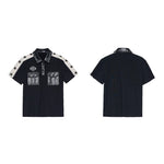 6062513965568,6062513965569,6062513965570,6062513965571, Star Patchwork Leather Trim Polo Shirt