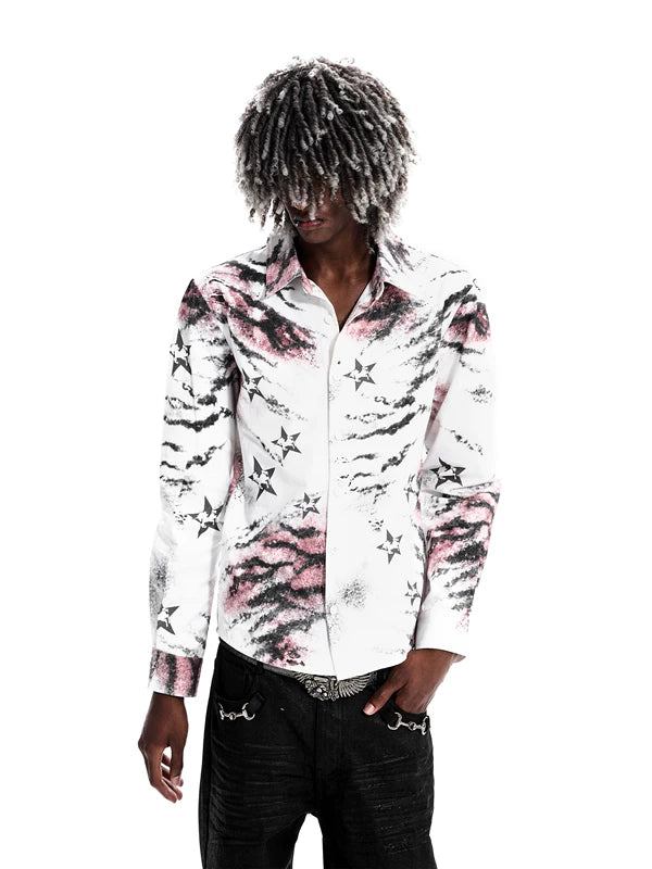Star Print Long-Sleeve Button-Down Shirt 2