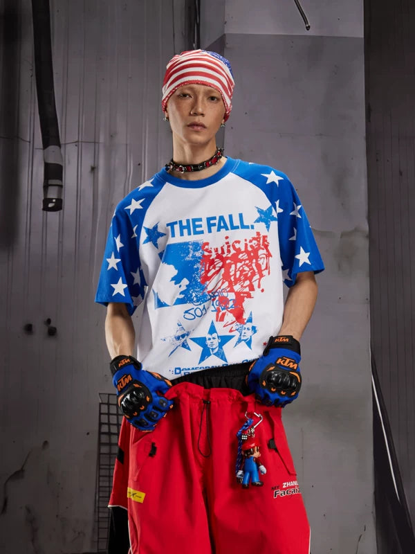 Star Print Raglan Sleeve T-Shirt 1