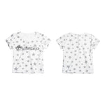 6244491555695,6244491555696,6244491555697,6244491555698, Star Print Rhinestone Short-Sleeve Crop Top