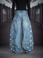 Star Print Ultra Wide-Leg Denim Pants 2