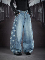 Star Print Ultra Wide-Leg Denim Pants 5