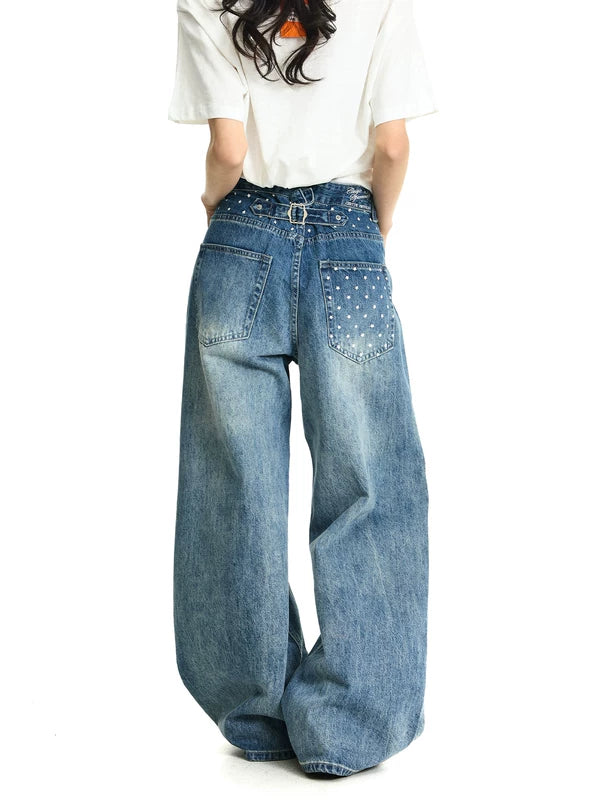 Star Print Wide Leg Baggy Jeans Pants 5