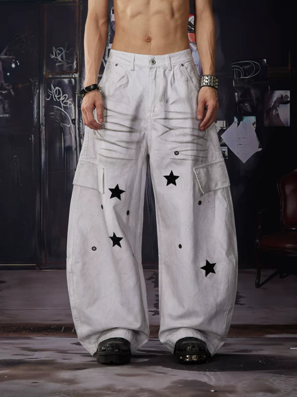 Star Print Wide-Leg Jeans 1