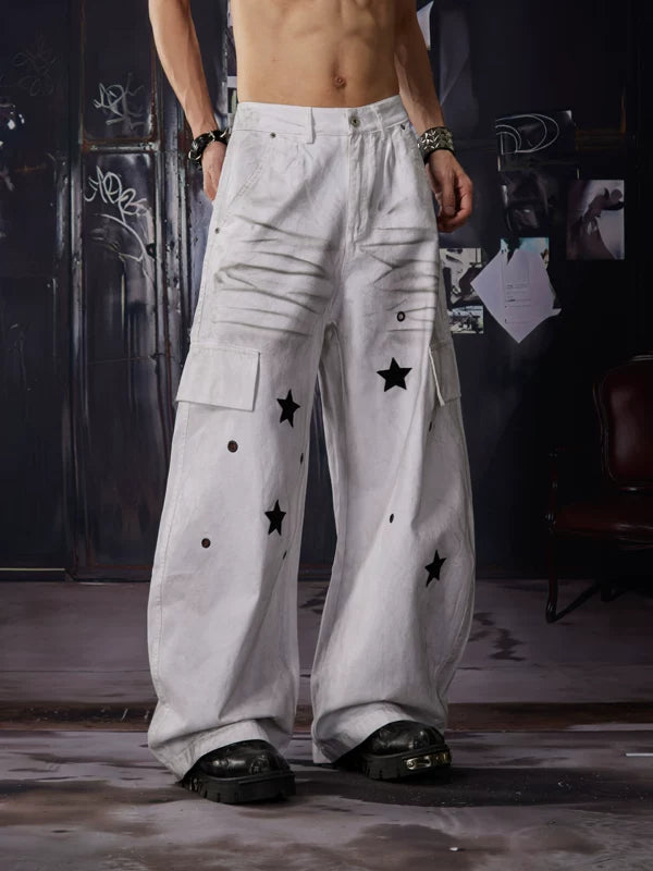 Star Print Wide-Leg Jeans 4