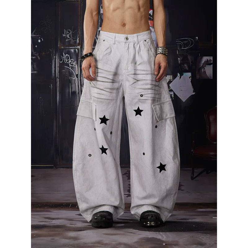 6242315387349,6242315387350,6242315387351,6242315387352,6242315387353, Star Print Wide-Leg Jeans