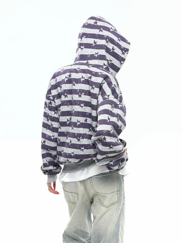 Star Stripe Zip-Up Hooded Sweatshirt 4