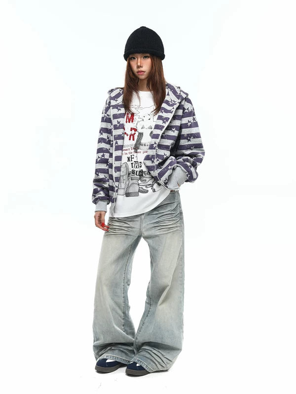 Star Stripe Zip-Up Hooded Sweatshirt 5