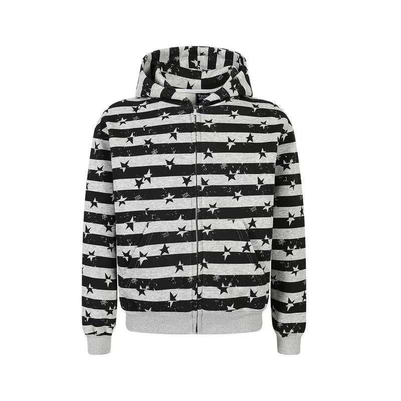 6190943390167,6190943390168,6190943390169, Star Stripe Zip-Up Hooded Sweatshirt