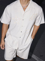 Starfish Shell Embroidered Cuban Collar Shirt 3