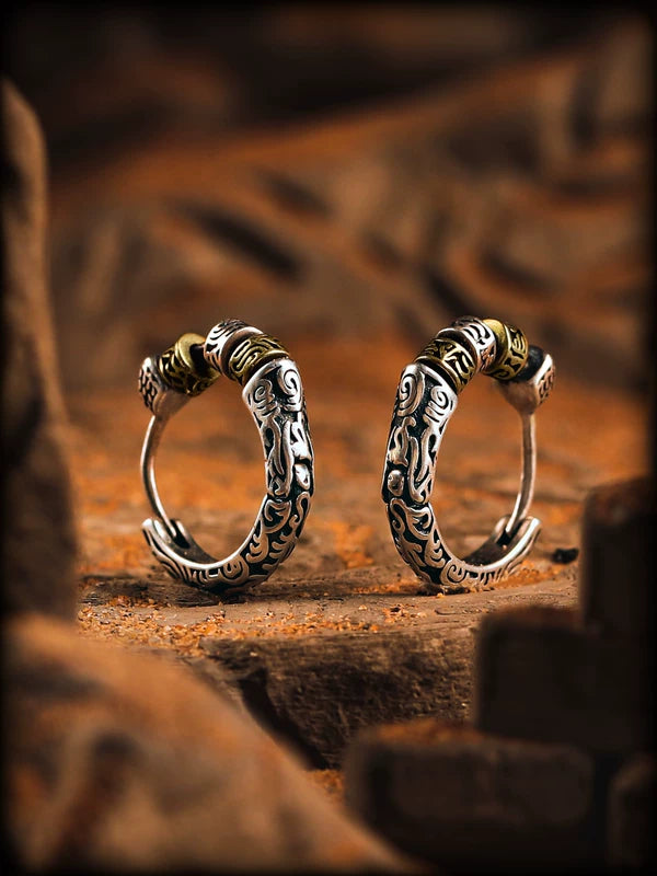 Sterling Silver Pattern Hoop Earrings 1