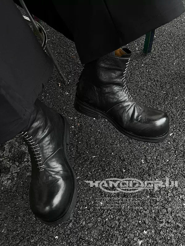 Stitched Leather Ankle Boots 1