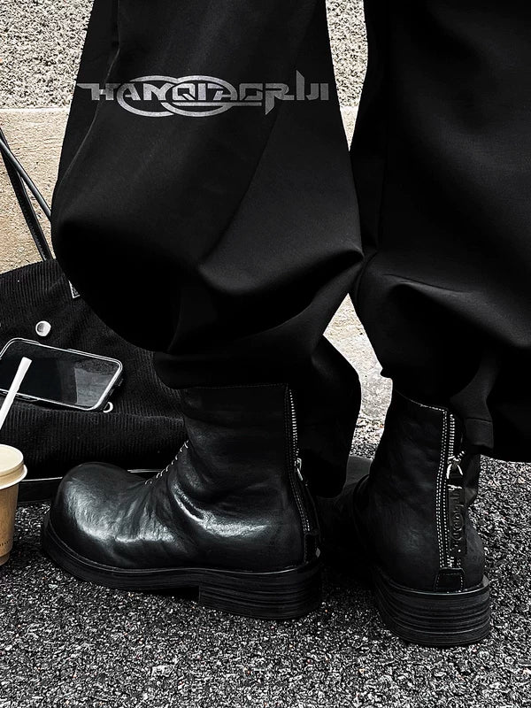 Stitched Leather Ankle Boots 4