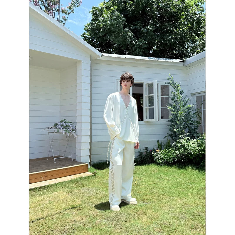 Straight-Leg Pants with Pearl Side Panels 3