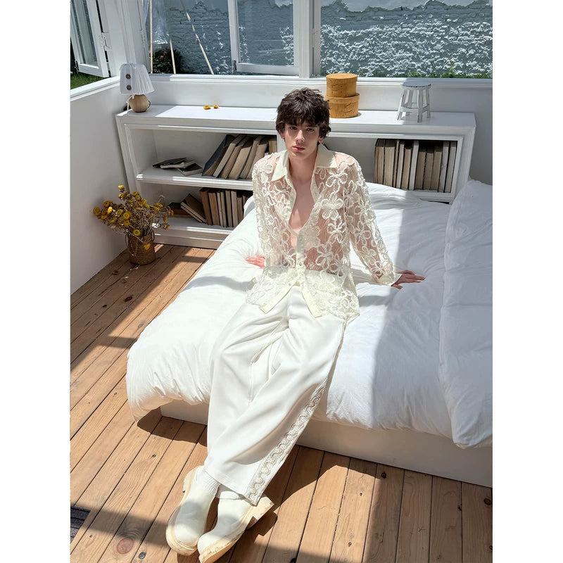 Straight-Leg Pants with Pearl Side Panels 5