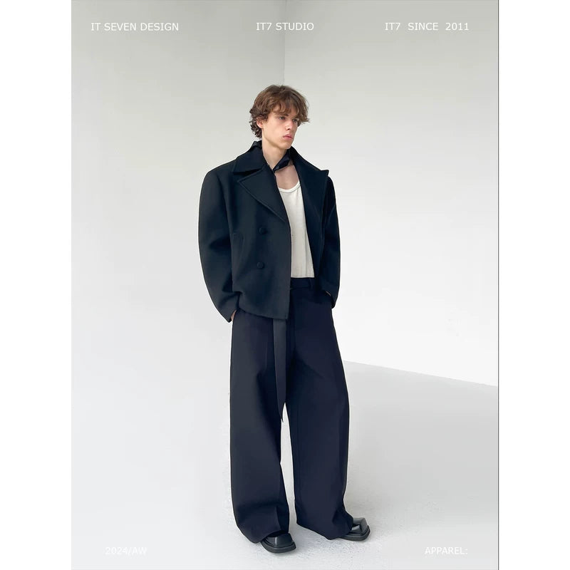 Straight-Leg Wide-Leg Pants with Belt 1