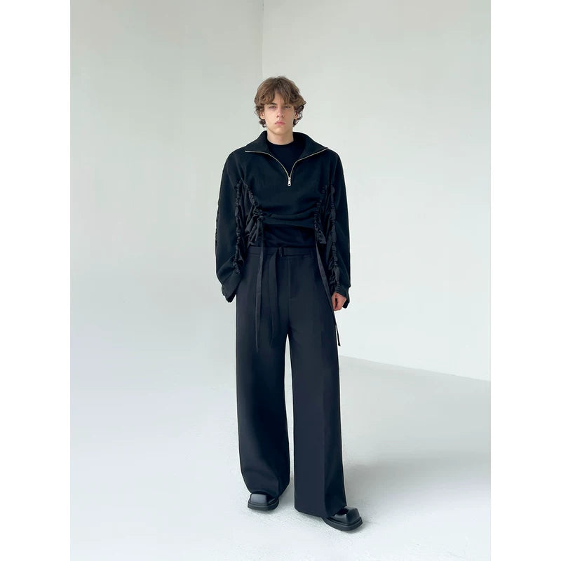 Straight-Leg Wide-Leg Pants with Belt 2