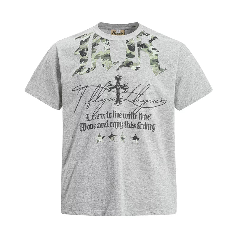 6043955349318,6043955349320,6043955349322,6043955349324, Street Style Graphic Print Cotton T-Shirt