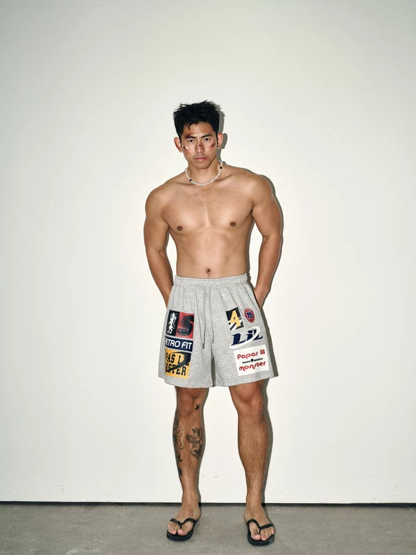 Street Style Patterned Letter Sports Shorts 1