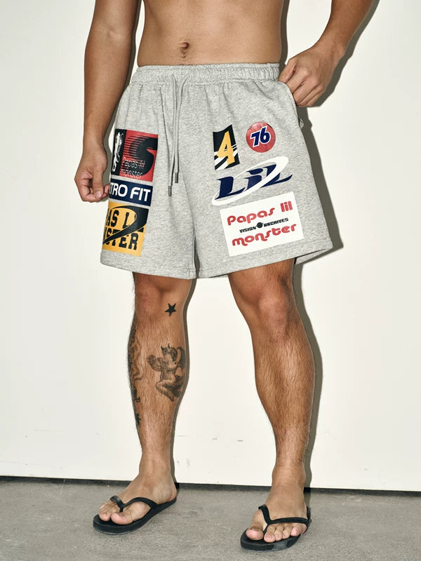 Street Style Patterned Letter Sports Shorts 3