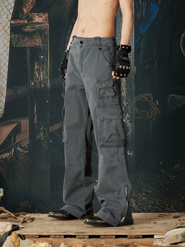 Street Style Slim Fit Flared Cargo Pants 3
