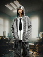 Street Style Zip Up Hooded Knit Cardigan 2