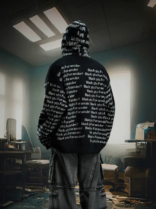 Street Style Zip Up Hooded Knit Cardigan 3