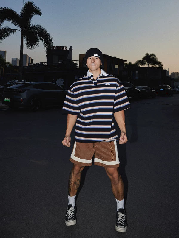 Striped Collared Short-Sleeve Polo Shirt 2