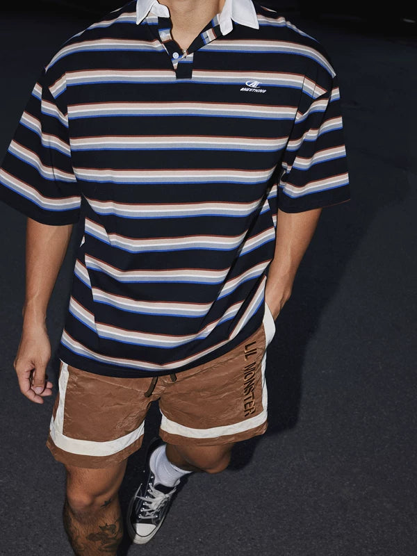 Striped Collared Short-Sleeve Polo Shirt 3