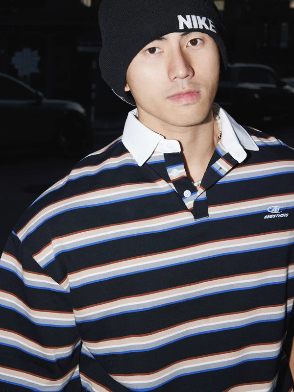 Striped Collared Short-Sleeve Polo Shirt 5