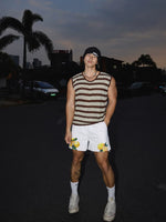 Striped Crew Neck Knit Sleeveless Vest 2