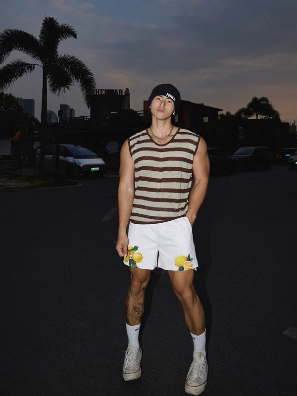 Striped Crew Neck Knit Sleeveless Vest 2