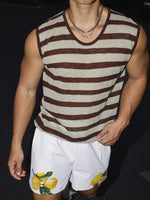 Striped Crew Neck Knit Sleeveless Vest 3