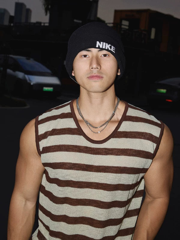 Striped Crew Neck Knit Sleeveless Vest 5