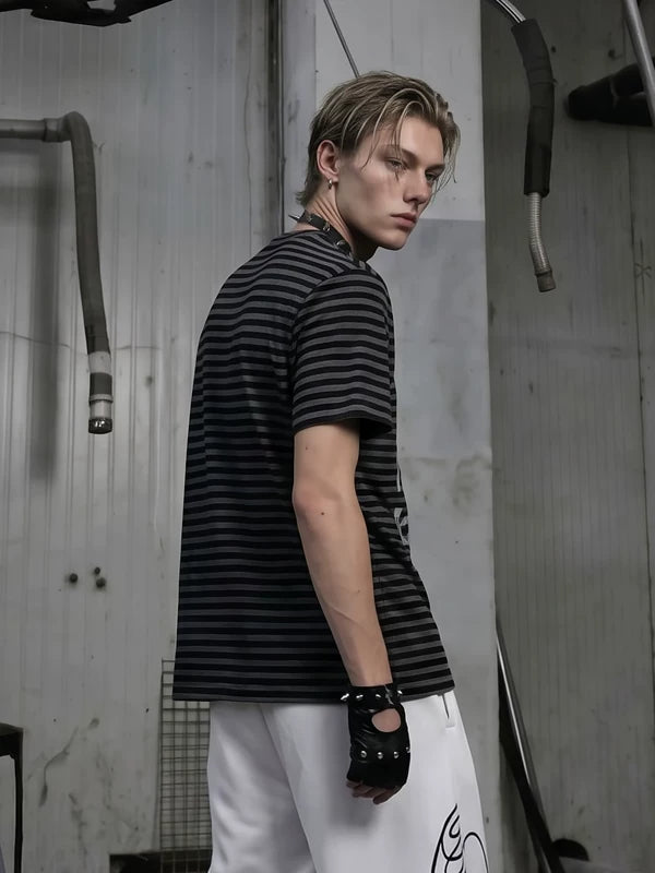 Striped Crew Neck Short Sleeve T-Shirt 3